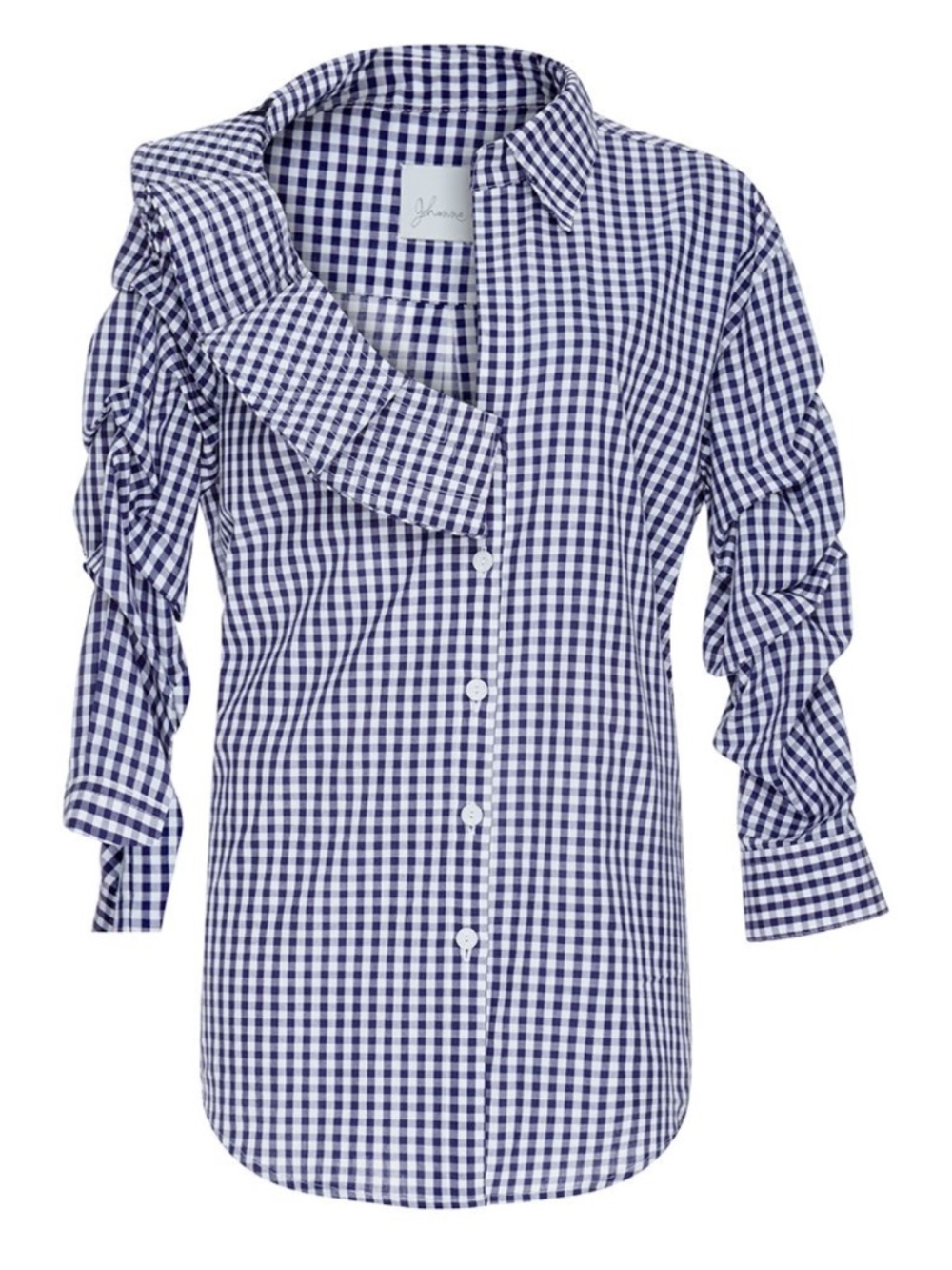 Johanna Ortiz "Cellophane Flower" Gingham Checked Plaid Ruffle Top | Sz Small 4
